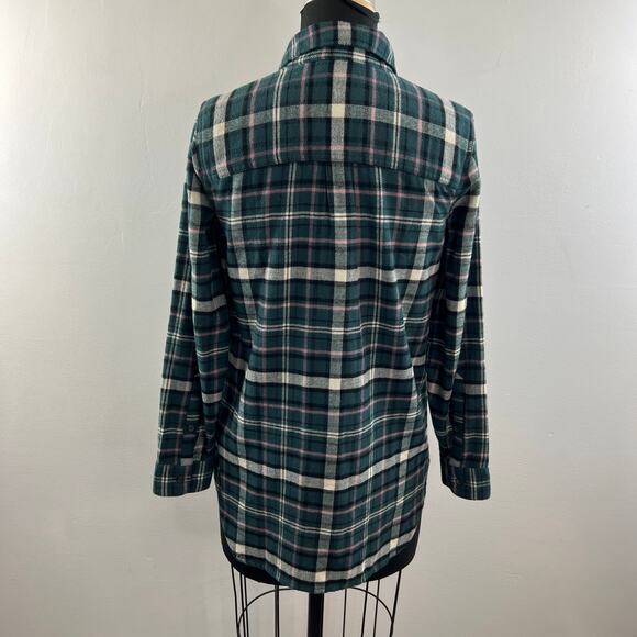 MADEWELL Green White Baywood Plaid Flannel Classic Ex-Boyfriend Shirt Size XS - Picture 6 of 10